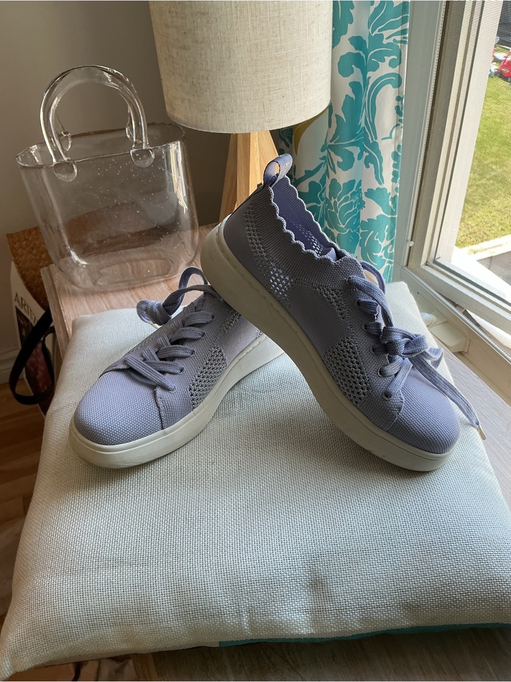 KATE SPADE Lavender Knit Lace-Up Sneakers